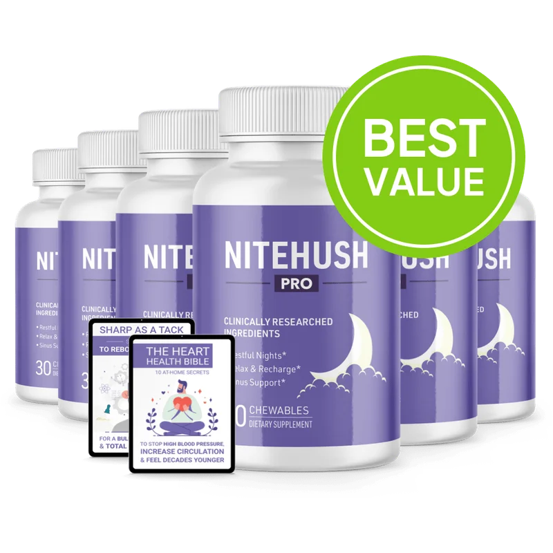 NiteHush Pro Natural Sleep Formula — 6 Bottle / 180 Day Pack